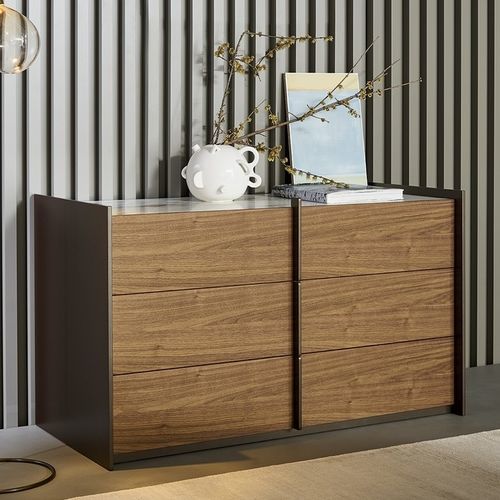 Moderne Kommode - Aureo - BONALDO - Keramik / Holzfurnier / Nussbaum
