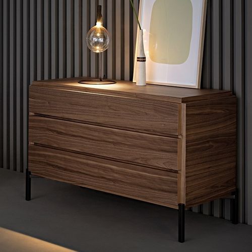 Moderne Kommode - Groove - BONALDO - aus lackiertem Metall / Holzfurnier / Nussbaum