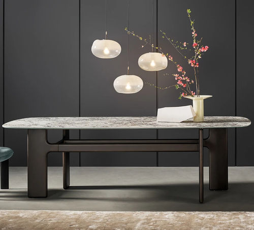 Moderner Esstisch - Hippos - BONALDO - Holzfurnier / Glas / Keramik