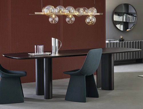 Moderner Esstisch - Geometric - BONALDO - Eiche / Nussbaum / Holzfurnier