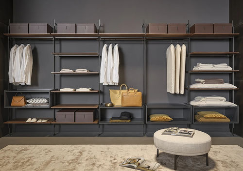 Wandmontierter begehbarer Kleiderschrank - Roll - BONALDO - modern / aus lackiertem Metall / Holzfurnier
