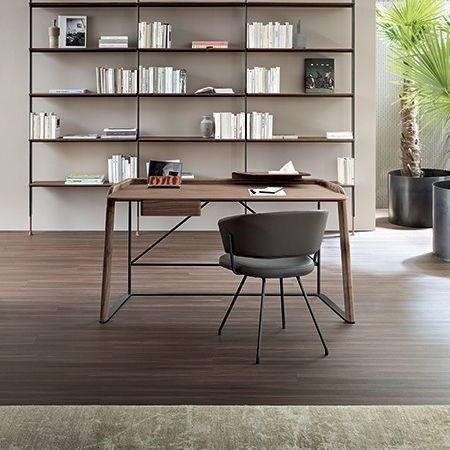 Bodenstehender Schreibtisch - Scriba - BONALDO - modern / Holzfurnier / Nussbaum