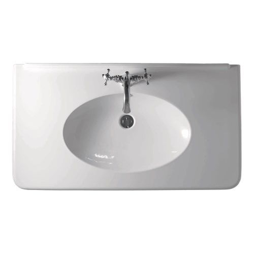 Bodenstehendes Waschbecken - 1049 - Kerasan - Keramik / mit integrierter Waschtischplatte / rechteckig