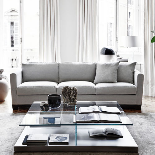 Modernes Sofa - ALLEN - MERIDIANI - Stoff / Leder / mit Armlehnen