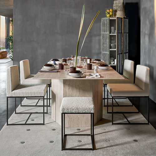Moderner Hocker - HARDY - MERIDIANI - Leder / Stoff / Gestell aus Metall