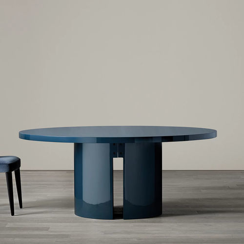 Moderner Esstisch - GONG - MERIDIANI - Eiche / hochglanzlackiertes Holz / Glas
