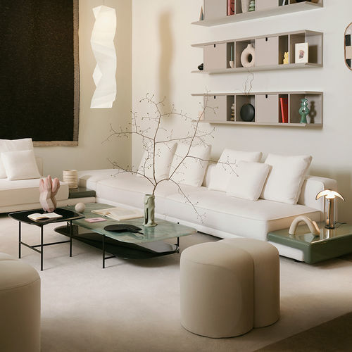 Moderner Couchtisch - ADRIAN - MERIDIANI - mattlackiertes Holz / hochglanzlackiertes Holz / Marmor
