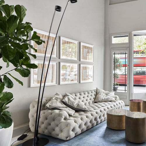 Modernes Sofa - NORTON CAPITONNÉ - MERIDIANI - Stoff / Leder / mit Armlehnen