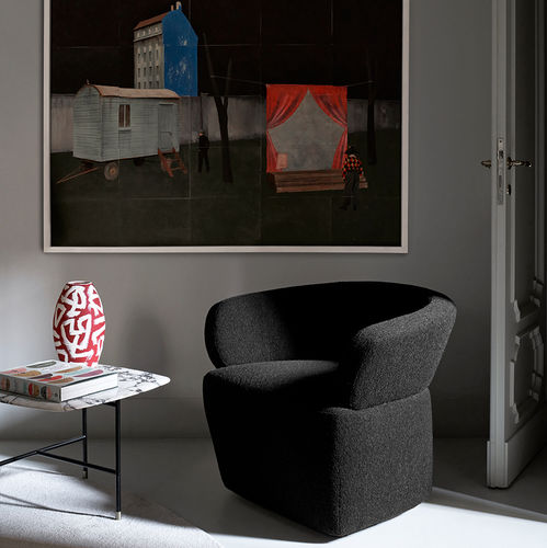 Moderner Sessel - JOSEPHINE - MERIDIANI - Stoff / Leder / Holz
