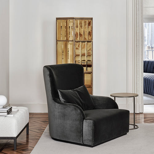 Moderner Sessel - LIU - MERIDIANI - Stoff / Leder / Holz