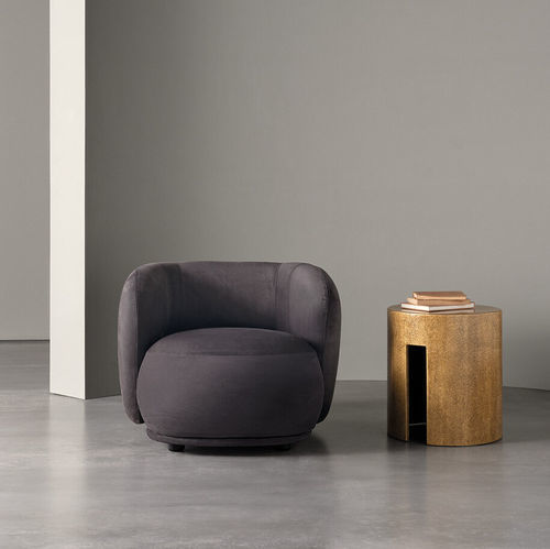 Moderner Sessel - RENÉ - MERIDIANI - Stoff / Leder / Holz