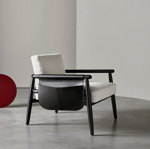 Moderner Sessel - TERESA - MERIDIANI - Stoff / Leder / Eiche