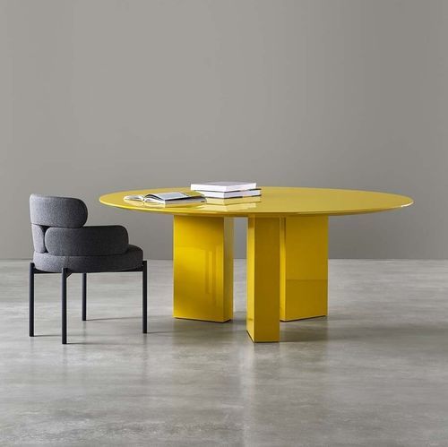 Moderner Esstisch - PLINTO - MERIDIANI - Eiche / mattlackiertes Holz / hochglanzlackiertes Holz