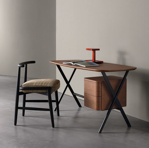 Bodenstehender Schreibtisch - JASPER - MERIDIANI - modern / hochglanzlackiertes Holz / Eiche