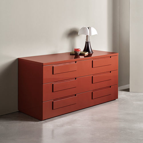 Moderne Kommode - NOTE - MERIDIANI - hochglanzlackiertes Holz / Eiche / mattlackiertes Holz