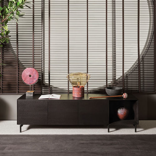 Modernes Sideboard - VERNER - MERIDIANI - Metall / hochglanzlackiertes Holz / Eiche