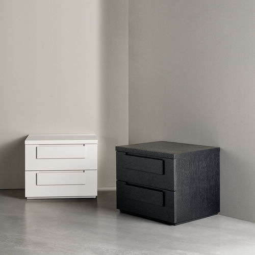 Moderner Nachttisch - NOTE    - MERIDIANI - lackiertes Holz / Eiche / Gestell aus Holz
