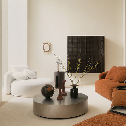 Moderner Couchtisch - BELT - MERIDIANI - Glas / Eiche / lackiertes Holz