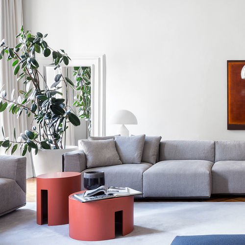 Moderner Couchtisch - GONG - MERIDIANI - Eiche / mattlackiertes Holz / hochglanzlackiertes Holz