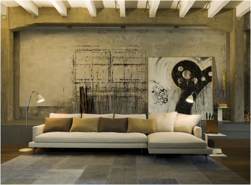 Modernes Sofa - LARSEN  - Verzelloni - Stoff / braun / Viersitzer