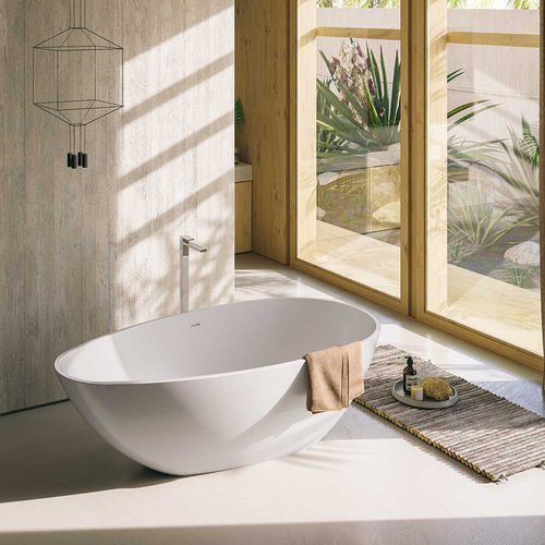 Ovale Badewanne - CHLOE - GLASS 1989 - freistehend / für Wohnungen / Verbundwerkstoff