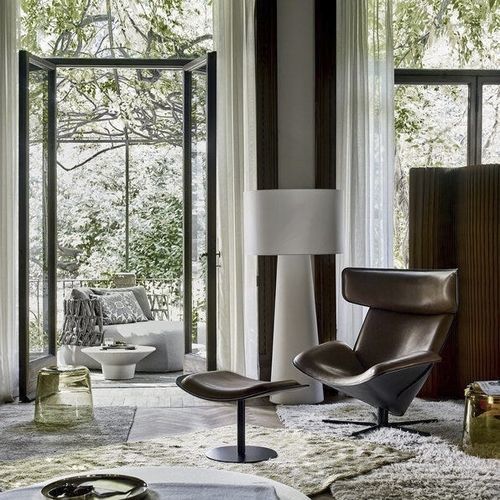 Sessel / skandinavisches Design - ALMORA - B&B Italia - Leder / Aluminium / ABS