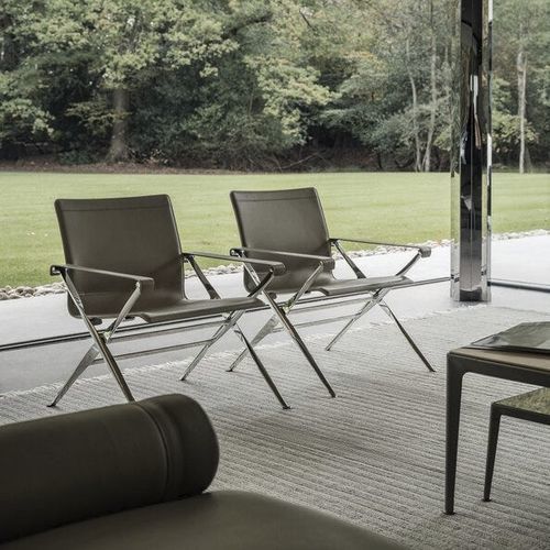 Moderner Sessel - Beverly '14 - B&B Italia - Leder / Aluminiumguss / klappbar