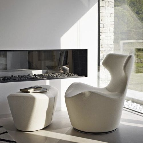 Moderner Kaminsessel - PICCOLA PAPILIO - B&B Italia - Stoff / Leder / Stahl