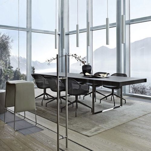 Moderner Barhocker - Lazy'05 - B&B Italia - Leder / Stoff / Gestell aus Stahl