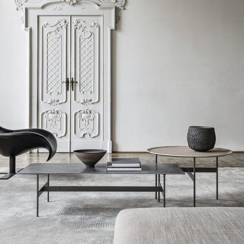 Moderner Couchtisch - Formiche - B&B Italia - Glas / Aluminium / Feinsteinzeug