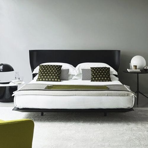Doppelbett - Alys - B&B Italia - modern / gepolstertes Kopfteil / Leder