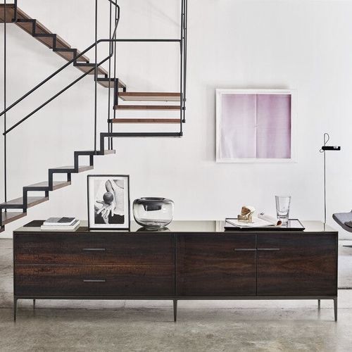 Modernes Sideboard - Eucalipto - B&B Italia - Holzfurnier / lackiertes MDF / Aluminium