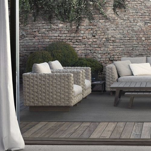 Moderner Sessel - Ray Natural - B&B Italia - Stoff / Aluminium / Kordel