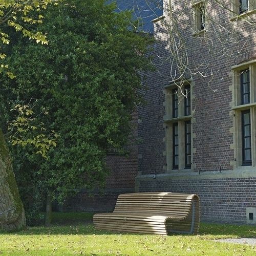 Moderne Gartenbank - Titikaka - B&B Italia - Teakholz / Aluminium / mit Rückenlehne