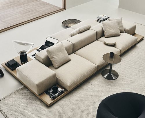 Modernes Sofa - Dock - B&B Italia - Stoff / Leder / mit abnehmbarem Kissen