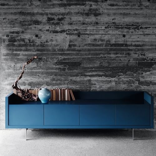 Modernes Sideboard - Liag&ograve; - B&B Italia - lackiertes MDF / Stahl / Rauchglas