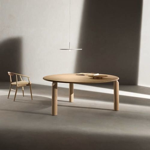 Moderner Tisch - Isos - B&B Italia - Holzfurnier / Glas / Gestell aus Massivholz