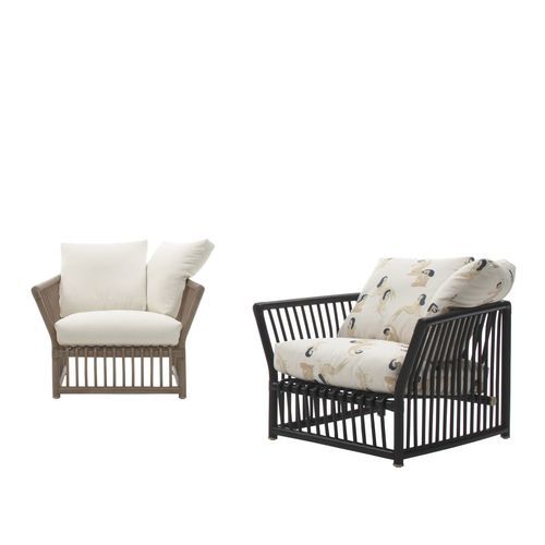 Moderner Sessel - Softcage - B&B Italia - Polyester / Rattan / mit abnehmbarem Kissen