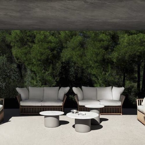 Moderner Couchtisch - Button  - B&B Italia - Marmor / Gestell aus Polyurethan / rund