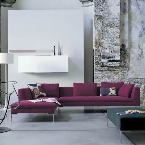 Modernes Sofa - CHARLES - B&B Italia - Stoff / Leder / mit Kissen