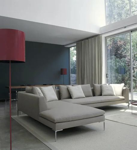Modernes Sofa - CHARLES LARGE - B&B Italia - Stoff / Leder / mit Kissen