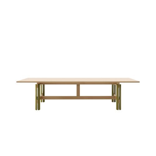 Moderner Tisch - ABACO - B&B Italia - Rauchglas / Gestell aus Holz / Gestell aus Beton
