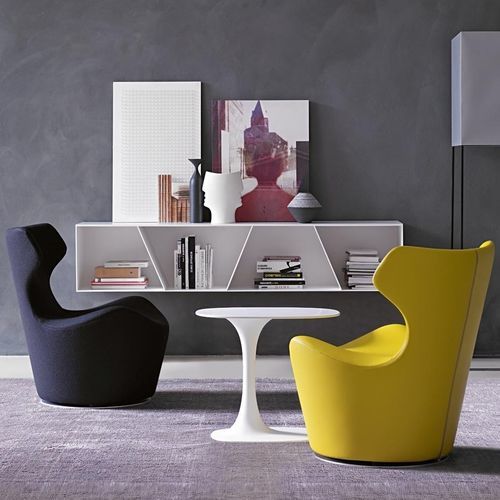 Moderner Kaminsessel - Piccola Papilio - B&B Italia - Stoff / Leder / Stahl