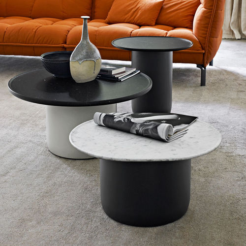 Moderner Beistelltisch - Button - B&B Italia - Marmor / Gestell aus Stahl / Gestell aus Polyethylen