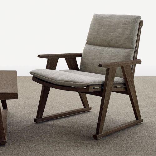 Moderner Sessel - Gio - B&B Italia - Stoff / Massivholz / Teakholz