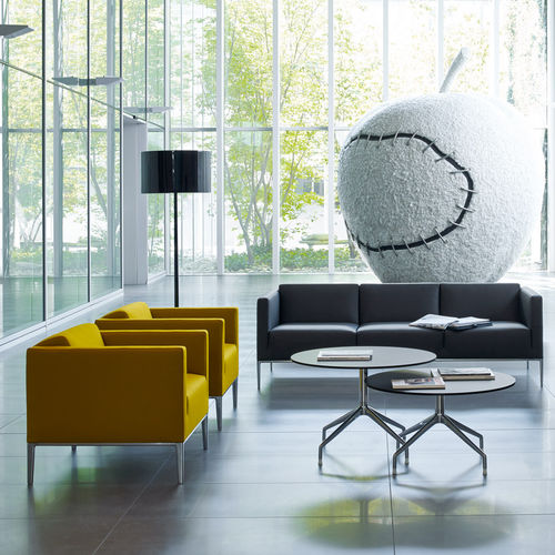 Moderner Sessel - Jean - B&B Italia - Stoff / Leder / Stahl