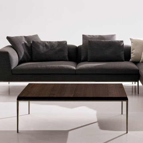 Moderner Couchtisch - Michel - B&B Italia - Glas / MDF / Gestell aus Aluminiumguss