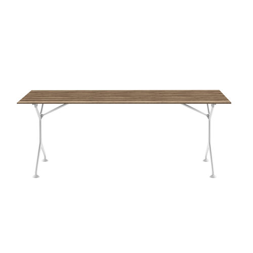 Moderner Tisch - M23_O - ALIAS - Esche / Teakholz / Gestell aus lackiertem Aluminium