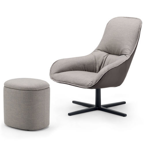 Moderner Sessel - VIOLON SOFT / R01 - ALIAS - Stoff / Leder / mit Fußstütze