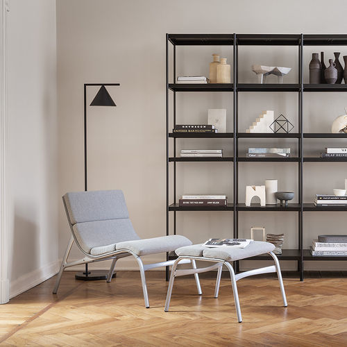 Moderner Fußschemel - FEETFRAME / 464 - ALIAS - Stoff / Leder / Aluminium